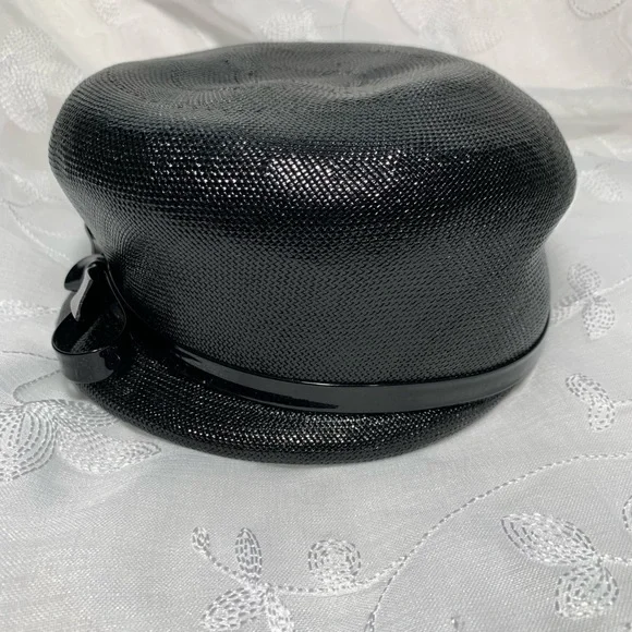 Vintage  Linda Anne Black Straw Hat - Picture 5 of 8